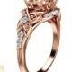 14k Rose Gold Vintage Morganite Engagement -Art Deco Engagement Ring-2ct. Round Pink Peach Morganite Ring