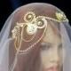 Golden Rhinestone Beaded  Bridal Tiara Head band Greek Inspired Wedding Accessories Headpiece Head Piece