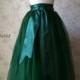 Vintage Inspired Dark Green Skirt. Green Maxi Tulle Skirt. Elastic tulle maxi skirt for Women. Dark Green Party Skirt Reception Skirt(T2836)