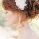 Silk Chiffon Petals beaded lace bridal hair comb, Wedding hair accessory, Pearl beaded lace hair comb - Style 202