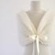 ON SALE Ivory Bridal Cape Wedding Wrap Bridal Shrug Mohair with Ribbon Cream Pearl Chic Romantic Elegant Knitted Bow Shawl