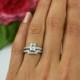 1.5 ctw Emerald Radiant Engagement Ring, Contour Wedding Band, Man Made Diamond Simulants, Pave Wedding Set, Art Deco Set, Sterling Silver