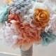 Shabby Chic Fabric Flower Bouquet- Peach,  Fabric Flower Bouquet