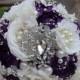 PURPLE BROOCH BOUQUET- Glam Jeweled Bouquet - Stunning Designer Made Brooch and jewels bouquet in purple/ivory mix-Large Bouquet