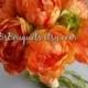 Orange Peonies Silk Bridal Bouquet