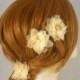 Pure Silk Bridal Flower Clip, Champagne Bridal Hair Flower, Gold Wedding Hair Flower, Bridal Hair Clip, Swarovski Crystal Freshwater Pearl