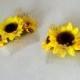 Sunflower Wedding hair Accessory Bridal Hairpiece comb summer dried  babys breath country western barn party yellow hair flower girl