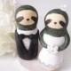 Custom Wedding Cake Toppers - Love Sloth with base