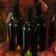 Set of 7 Hand Cut Wine Bottle Hurricane Candles- Perfect for the Fall Table/Wedding
