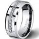 Mens Wedding Band Tungsten Ring HIGH QULAITY Tungsten Carbide Polished Surface CZ Beveled Edges 6mm and 8mm Comfort Fit