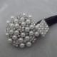 Pearl and Rhinestone Brooch Buttonhole. Boutonnière.