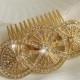 1920s Art Deco Great Gatsby Inspired Crystal Gold Comb Wedding Hair Accessory-Vintage Bridal Headpiece-Art Deco Crystal Comb-"KRISTINA gold"