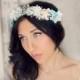 bridal headband, bridal headband ,SEA BREEZE Beach, Romantic Flower Crown, Ivory Wedding Flower Headband, hair flower, blue,
