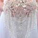 Brooch bouquet in blush pink and silver jewled + pearls by MemoryWedding