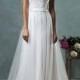 Beach V-neck See Through Back With Buttons Lace Applique Simple Wedding Dress