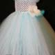 Aqua Blue and White Tutu Dress, Tutu Dress, Newborn to 6T Tutu Dress
