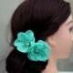 Hair Flower Set, Mint Hair Pins, Floral Bobby Pin, Bridesmaid Hair Pins, Mint Bobby Pins, Aquamarine Hair Accessory