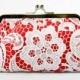 Bridal White Lace Red Clutch - 8-inch L'HERITAGE