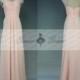 Long Blush Pink Bridesmaid Dress,Mermaid Chiffon Lace Cap Sleeve Pink Bridesmaid Dress,Wedding Party Dress,Floor Length Open Back Prom Dress