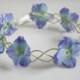 blue floral crown - floral headpiece - wedding circlet