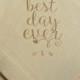 Personalized Best Day Ever Light Burlap Brown Rustic Wedding Cocktail Napkins with Coffee ink and couples initials - Set of 50