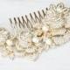 Gold crystalized roses – dazzling bridal hair comb. Crystals and pearls encrusted wedding hair comb.