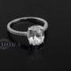 3.35 CT Engagement Ring Cushion Cut Halo Solid 14k White Gold Bridal band Lab Created Diamond With Accent
