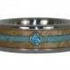 Turquoise and Wood Diamond Ring Band