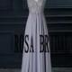 Silver/ Gray bridesmaid dress V Neck ,  Long bridesmaid dress Custom Size color