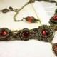 Medieval Necklace, Ruby Necklace, Red Garb, Victorian Necklace, Renaissance Jewelry, Bridal Jewelry, Wedding, Handfasting, Choose Your Color
