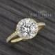 2.50 CT Engagement Ring Round Cut Halo Solid 14K or 18K Yellow Gold Bridal Bridal