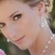 Pearl Crystal Bridal Earrings, Wedding earrings, Swarovski  Sterling Silver Long dangle, Wedding, Bridesmaids, Crystal  Pearl Drop Earrings