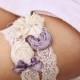 Free Shipping/ Silk wedding garter set in Ice Violet