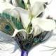 Peacock calla lilies bouquet ~ Keepsake Bouquet ~ Peacock Wedding Flowers ~ Silk Flowers ~ Gift for Bridesmaids ~ Bridal Bouquet