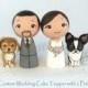 Custom Wedding Cake Toppers 2 Pets Bride Groom Dog Cat Kokeshi Doll Personalized Family Toppers wedding Decor