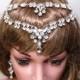 Crystal Headpiece,Dangle Bridal Hair Chain,Vintage Forehead Hairpiece,Crystal Hair Chain,Wedding Hair Tiara, Wedding Halo Chain,Earrings Set