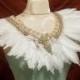 Large Bridal Necklace, Bird of Paradise Wedding Neck Piece, White Feather Couture Collar.