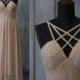 2015 Blush Bridesmaid dress Beaded dress, Chiffon Wedding dress, Pleated Formal dress, Spaghetti Strap Maxi dress floor length (F033A)