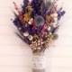 Wildflower bouquet - dried flowers - bridal bouquet - rustic - country - bridesmaid bouquets - purple - grey - cream - yellow - wheat - 