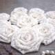 Ivory Lace Flowers Roses Set of 12 handmade fabric rosettes Wedding Decor Cream Flower Bridal Wedding Party Favor Rustic Wedding Bouquet
