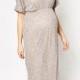 Custom short full rose gold sequin maternity dress for wedding guest or bridesmaids