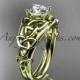 14kt yellow gold celtic trinity knot engagement ring , wedding ring with a "Forever One" Moissanite center stone CT765