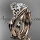 14kt rose gold celtic trinity knot engagement set, wedding ring with "Forever One" Moissanite center stone CT764