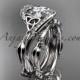 14kt white gold celtic trinity knot engagement set, wedding ring with "Forever One" Moissanite center stone CT764S