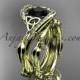 14kt yellow gold celtic trinity knot engagement set, wedding ring with Black Diamond center stone CT764S
