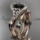 14kt rose gold celtic trinity knot engagement set, wedding ring with Black Diamond center stone CT764S