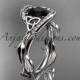 platinum celtic trinity knot engagement ring , wedding ring with Black Diamond center stone CT764