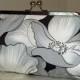 Exotic Poppy/Chrysanthemum Clutch/Purse/Bag..Long Island Bridal/Wedding Gift..Silk Lined..Black/White Floral..Free Monogram