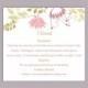 DIY Wedding Details Card Template Editable Word File Download Printable Details Card Floral Pink Details Card Elegant Information Card