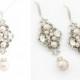 Wedding jewelry set , blush bridal jewelry, necklace and earrings pearl bridal set